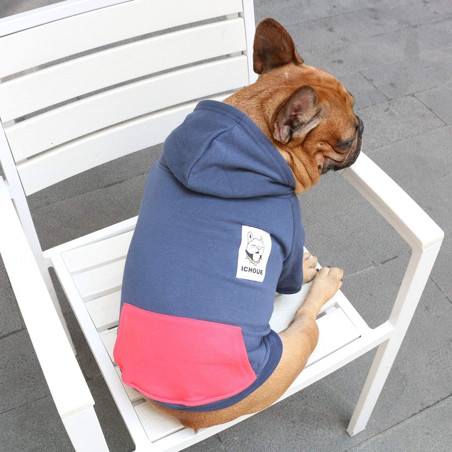 Bulldog Hoodie â Cozy Winter Sweatshirt for Frenchies, Pugs, Boston Terriers, Bullies & Pitbulls â Navy, Medium